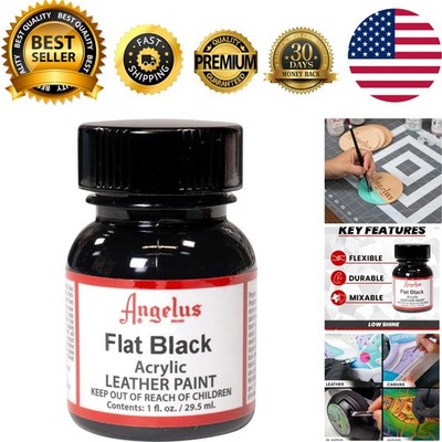 Water-Based Flat Black Acrylic Leather Paint for Sneakers and Furniture - 1 Oz
