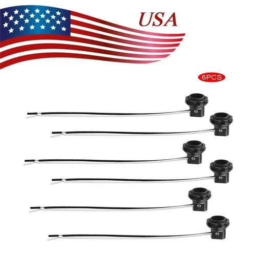 6Pcs E12 Lamp Holder Candelabra Base Sockets With Screw Rings 8" Wire Leads