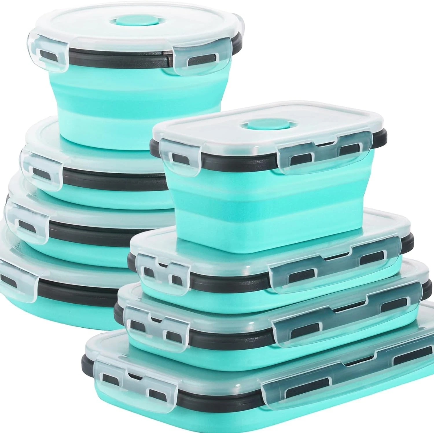 8 Pack Collapsible Food Storage Containers With Lids, Collapsible Storage Con...