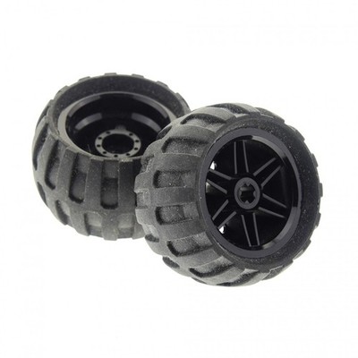 2x Lego Technic Rad 43.2x26 Felge 30.4x20 schwarz Ballon Reifen 61481 56145c04