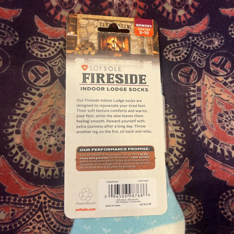 Nuevo Con Etiquetas Fireside Sofá Suela Mujer’s Calcetines Interior Lodge Talla 5-10 Infundido Aloe Foto 2 de 3