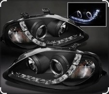 New 1996-1998 Honda Civic Projector Headlights W R8 Style Led Light Strip