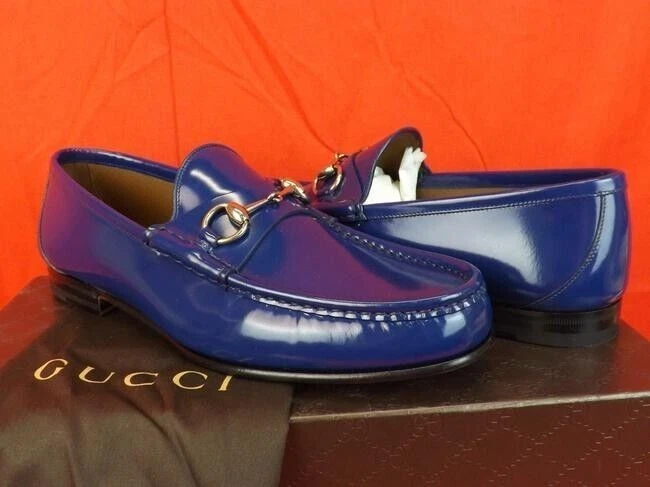 Brand new with box men’s Gucci royale Blue Loafers with Gold hardware us size 8 Gucci 1953 Horsebit Crocodile Loafers in Blue | The Vault NYC main image 2