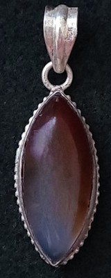 VINTAGE STUNNING STERLING SILVER AGATE GEMSTONE PENDANT~SIGNED:925