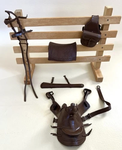 Marx Johnny West Original Brown Western Thunderbolt Saddle Set (Near mint)
