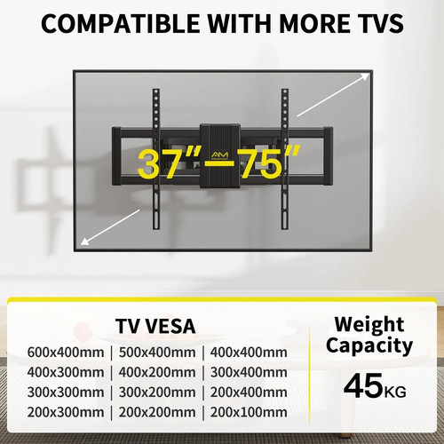 Alphamount TV Wandhalterung für die meisten 37 bis 75 Zoll 4K LED & OLED Fernseher bis 45Kg, - Bild 4 von 9