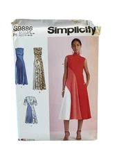 Simplicity S9886 Misses' Dress Sewing Pattern Size 12-20 Modern Style UNCUT FF
