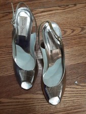 Sesto Meucci Of Florence Peep Toe Low Heel  Sling Back Sandal Size 7.5 S
