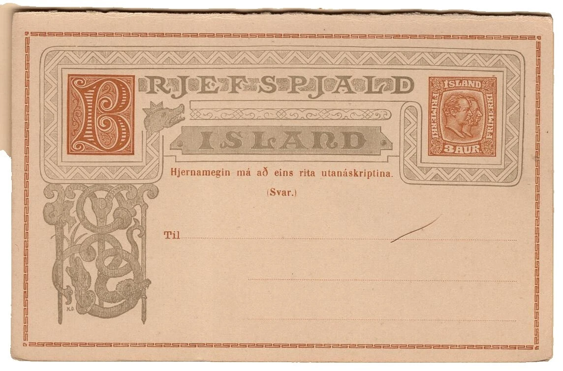 Utiliza tarjetas postales, papelería Sellos de Islandia