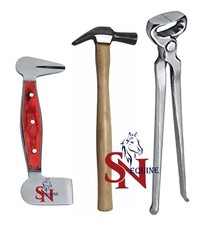 Horse Hoof Kit Hoof Nipper 12'', Farrier Hammer and Hoof Buffer Trimming Shoeing