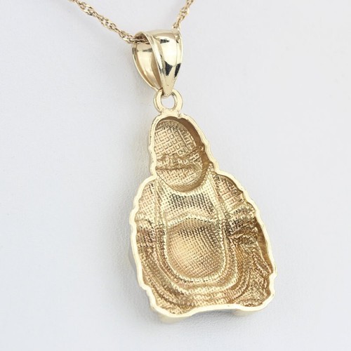 10K Bicolor Gold sitzender lachender Buddha Anhänger Charm - Bild 3 von 5