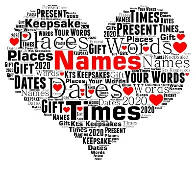 KTS KEEPSAKES word art picture personalised gift present keepsake Heart love family friend