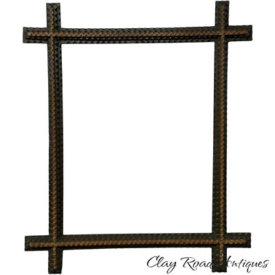 Antique  tramp art frame  two color   victorian  22x27 belgium Black Forest