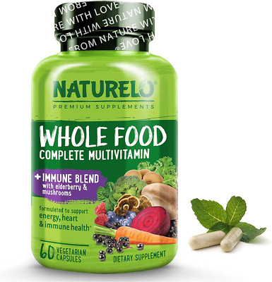 Whole Food Multivitamin + Immune Blend with Elderberry & Mushrooms - Complete Mu
