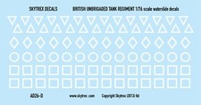 British Unbrigaded Tank Regiment Decals (WHITE) 1/76 - 1/72 - 20mm Scale AD26D