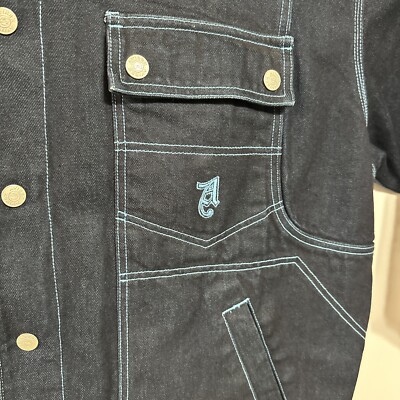 Vintage Dark Avirex Men's Heavyweight Denim Jean Jacket 90s
