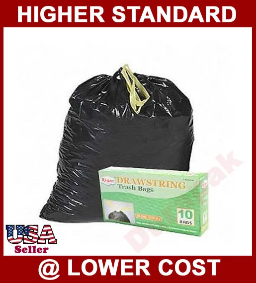 49~ 33 Gallon Drawstring Black Large Garbage Trash Can Liner Bags Waste  Clean Up