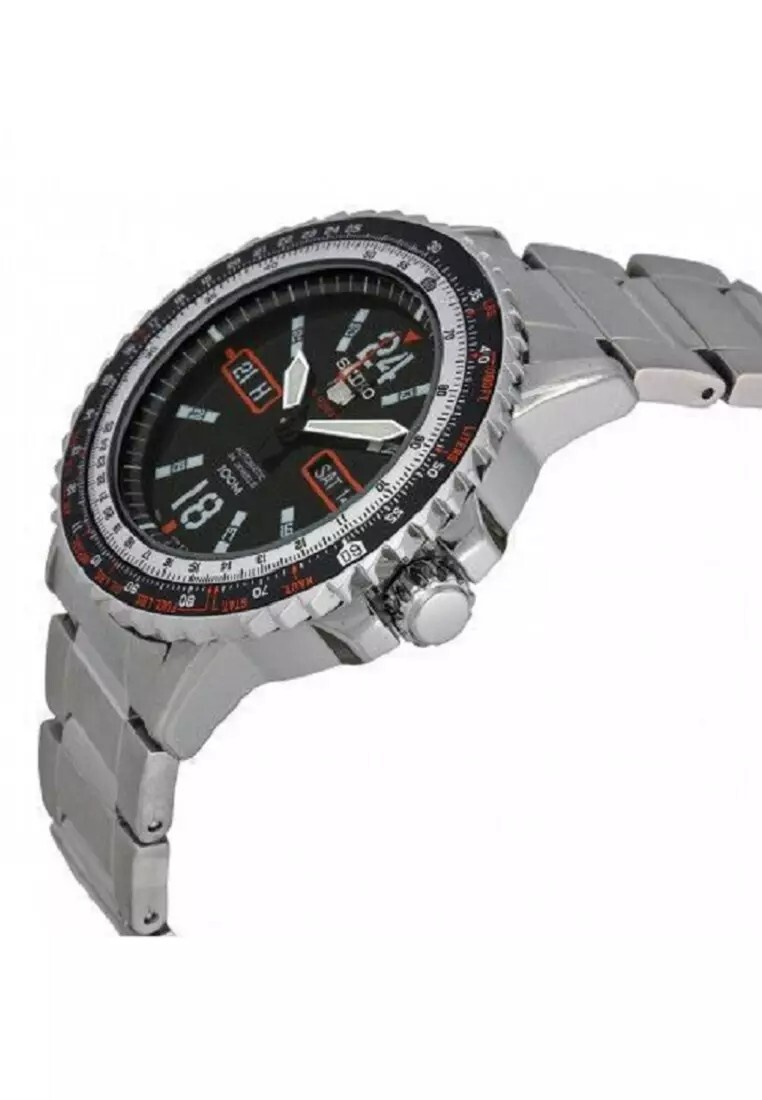 Brand New Seiko 5 Sports SRP347K1 Automatic Black Date Stainless