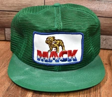 Vintage Mack Trucks K Brand Logo Green Mesh Snapback Advertising Trucker Hat