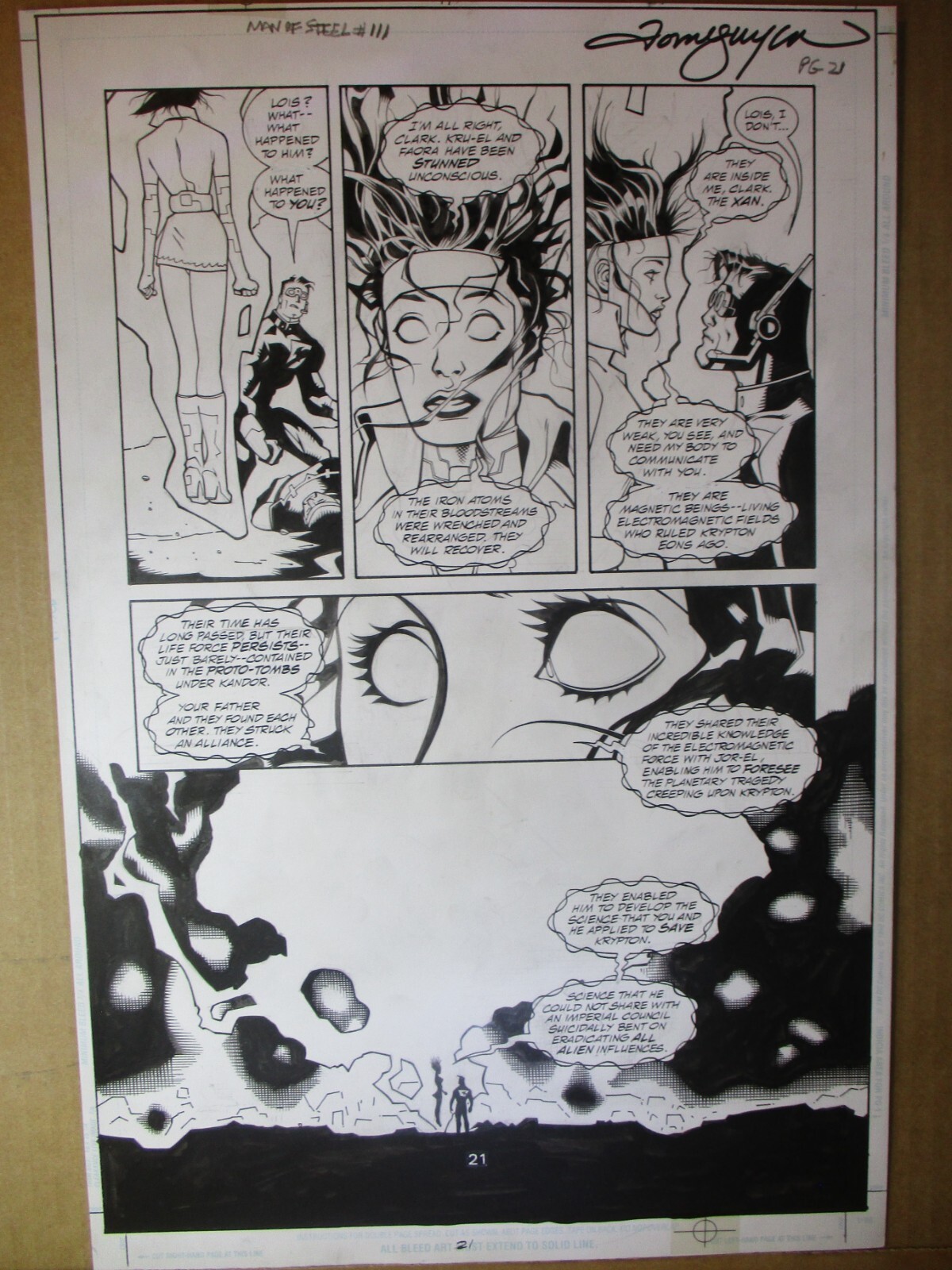 Superman Man of Steel 111 ORIGINAL HALF-SPLASH PAGE ART 2001 Doug Mahnke Krypton