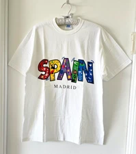 JHK Madrid Spain Souvenir White Cotton T Shirt Size L NWOT