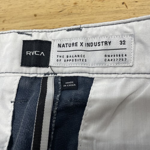 RVCA Shorts Men 32 Nature X Industry Geometric Nature Print Blue Tan Twill Chino - Picture 5 of 15