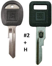 GM OEM Single Sided VATS Ignition Key #2 + Doors/Trunk GM OEM "Rubber" Logo Key