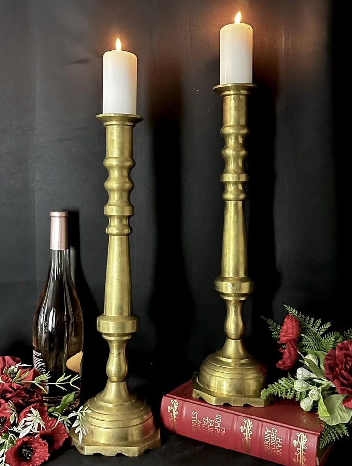 Candelabros de latón de 19" de alto - Juego de 2 candelabros de piso de centro de mesa grandes * Foto 3 de 4