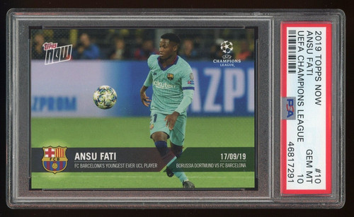 Ansu Fati #10 2019 Topps Now UEFA Champions League card