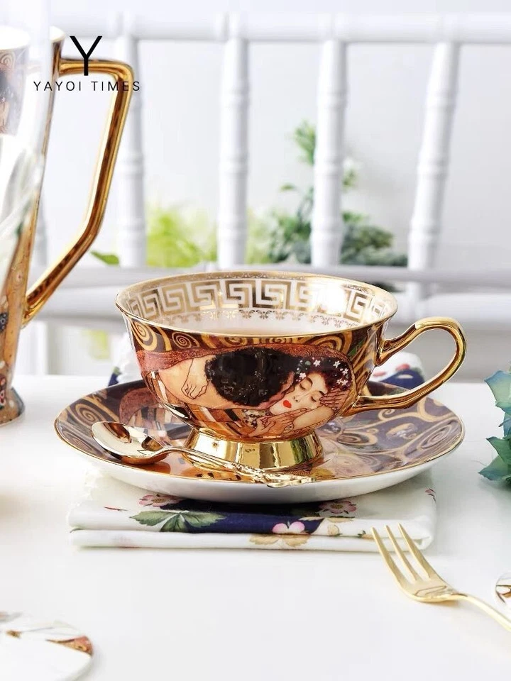 Klimt Coffee Mugs porcelain tea cups and saucers set Bone China - Image 3 of 4