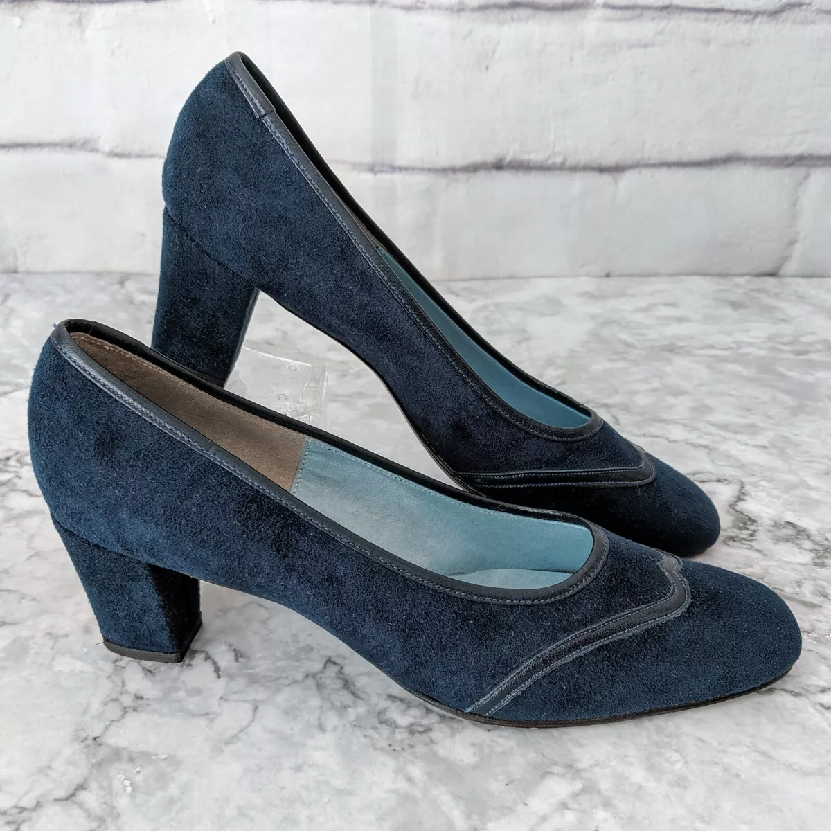 Pair of Vintage MIJJI Nordstrom Navy Suede Tuxedo Style Pump Heels 7.5 | eBay