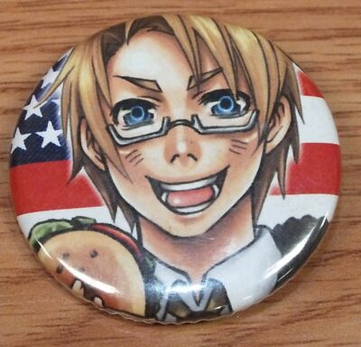 Round Metal Anime Boy With Burger Character Collectible Replacement Button