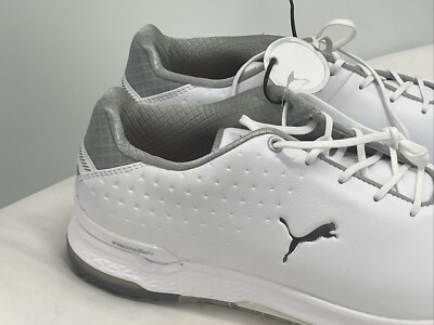Puma Men's ProAdapt Alphacat Leather White / Silver Golf Shoe US