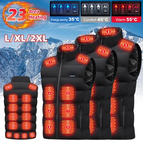 Beheizter Mantel 21 Heizzonen mit 10000mAh Akku Elektroheizung Kapuzenjacke - Bild 24 von 46