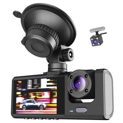 BCSMMCAR 1080P HD Dash Cam Car DVR Video Recorder G-sensor 3 Lens Front And Rear Camera