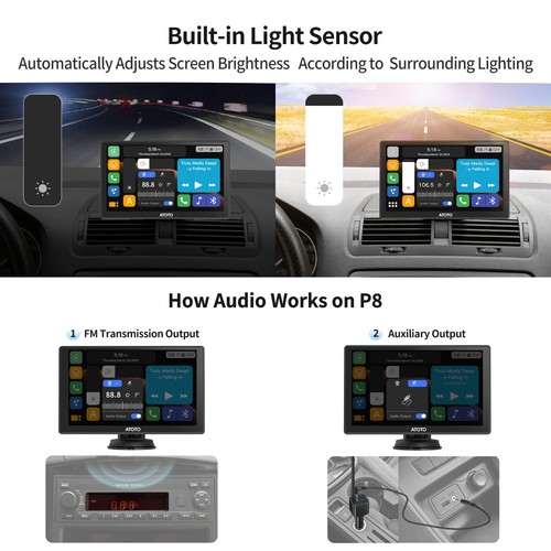 ATOTO P8 Portable 7 Zoll Autoradio Wireless Carplay Fernbedienung Rückfahrkamera - Bild 3 von 7