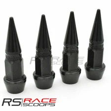 4 Aluminum Spike Valve Stem Caps Wheel Tire Air Cap Black - US SELLER