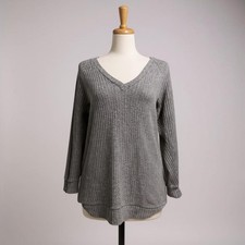 Wilfred Free Aritzia Sweater Sz S Gray V Neck 3/4 Sleeves Oversized Minimalist