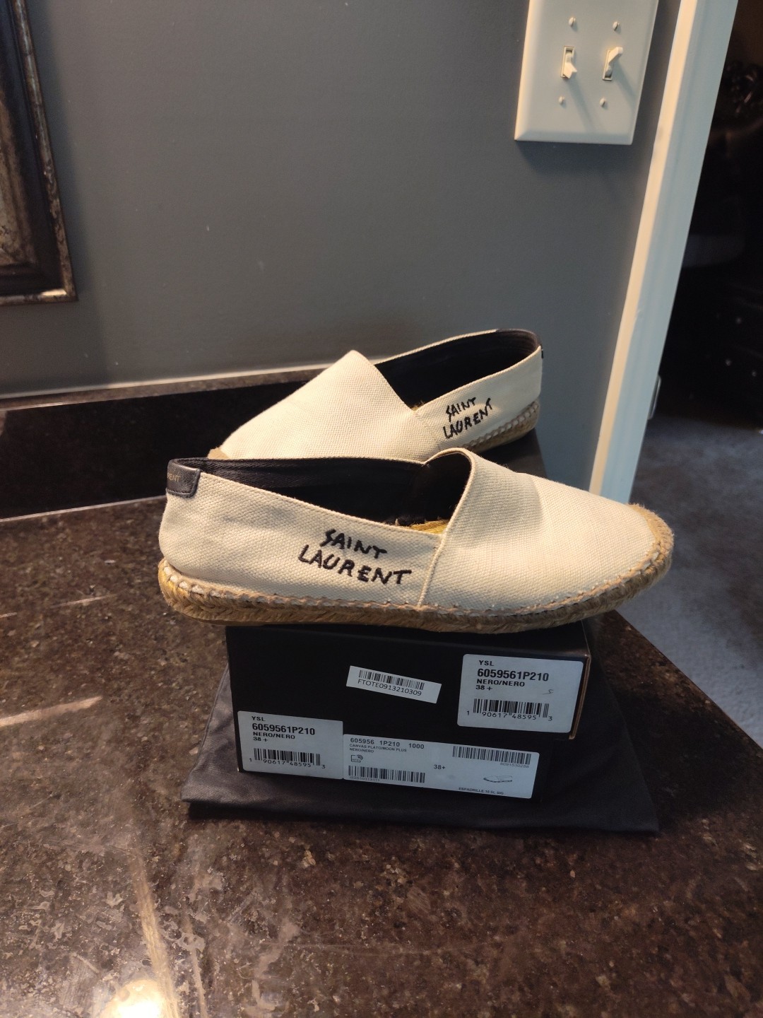 saint laurent tela platone luna più espadrillas taglia 10