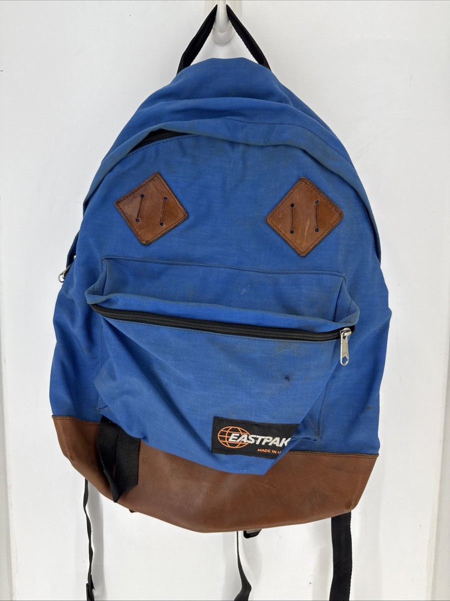 【USA製】Eastpak Backpack Leather Bottom 1990s Vintage Eastpak Leather Bottom Backpack Made In USA
