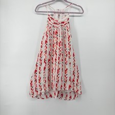 Altard State Womens Medium Red Ikat Chevron Halter Mini Dress Boho Racerback