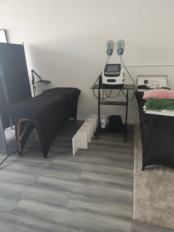 Black Portable Wood Massage Table with Accessories, Equipment, Adjustable Height