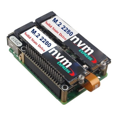 ZP519 PCIe to Dual M.2 HAT Key M NVMe SSD Shield PCIe Peripheral Board Solid ...