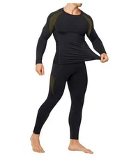  Thermal Underwear for Men Long Johns with Fleece Lined Base Layer Large Black