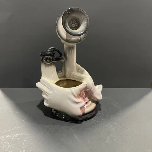 1955 Vintage Hull Pottery Telephone Vase with Hands, Deco Style