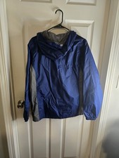 Columbia Blue Gray Hooded Jacket Youth 18/20 Long Sleeve Outdoor Casual