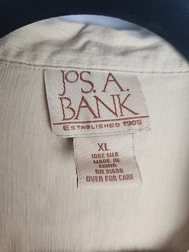 Jos Joseph A Bank XL Silk Camp Shirt Bowling Yellow Tony Soprano Retro Guyabera - Picture 4 of 11