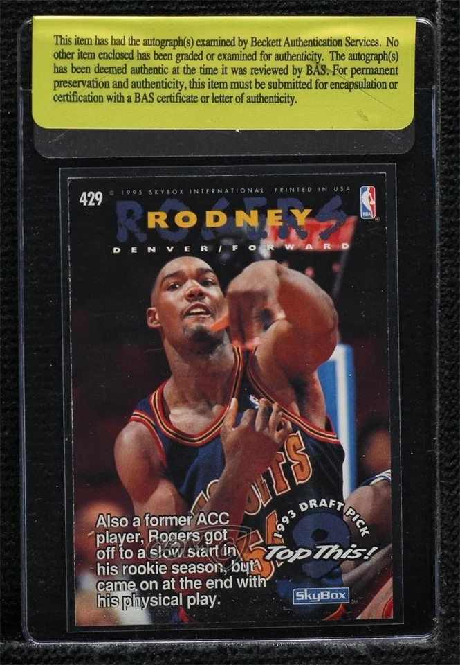 BAS 1994-95 NBA Hoops Eric Montross Rodney Rogers Beckett Auth Sticker Rookie RC - Image 2 of 2