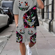 Men's short-sleeved T-shirt  shorts set, breathable outdoor leisure sports