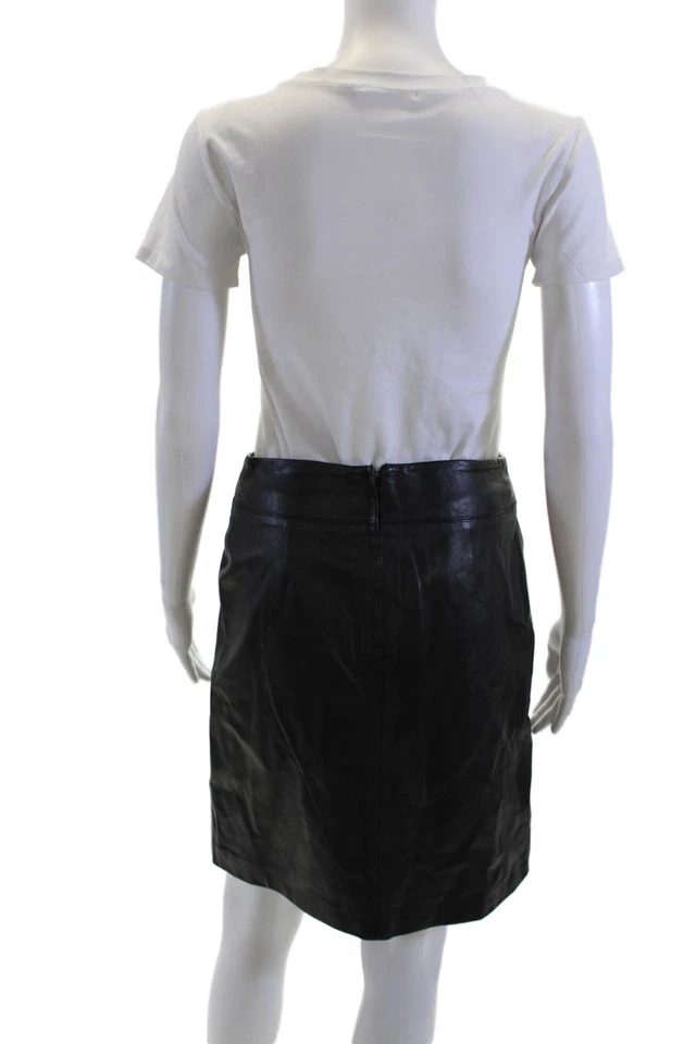 BCBGMAXAZRIA Womens Straight Pencil 100% Leather Skirt Black Size 8 - Image 3 of 4